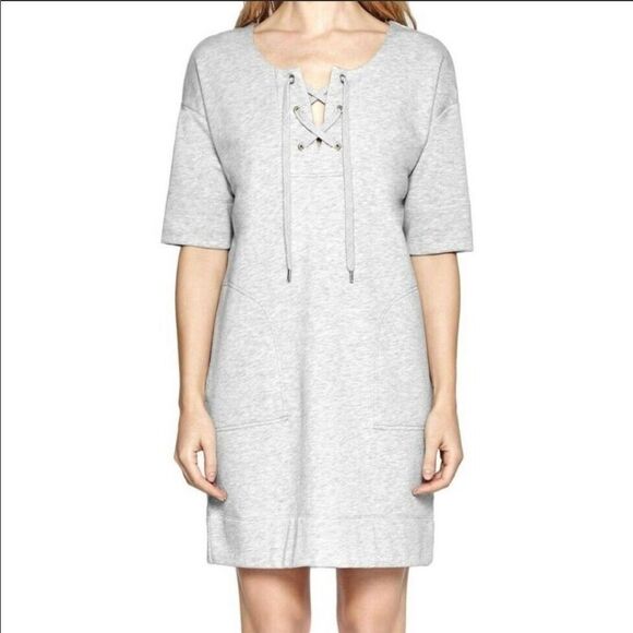 FRENCH CONNECTION | Jaime Luxe Short Sleeve Gray Sweatshirt Dress Women’s Size 0 - Picture 1 of 10
